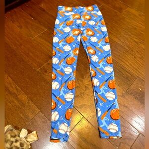 Ambrie Baseball Glove Bat Print Soft Leggings Size One Size